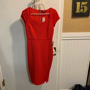 Express red sweetheart fitted knee length dress xs